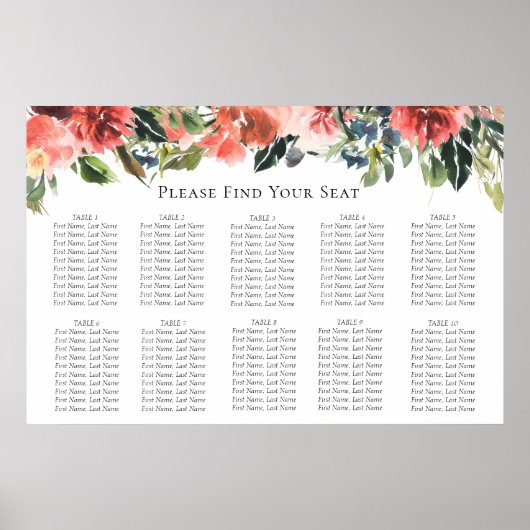 Botanische bruiloft van marinekoraal poster (Voorkant)