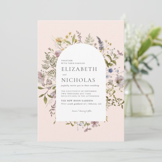 Botanische bruiloft van Wildflower Greenery Kaart (Staand voorkant)