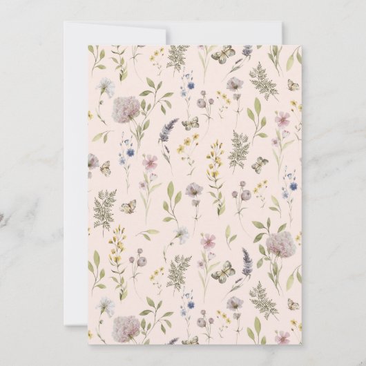 Botanische bruiloft van Wildflower Greenery Kaart (Achterkant)