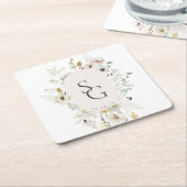 Botanische Bruiloft Vierkante Papier Onderzetter (Schuin)