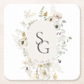 Botanische Bruiloft Vierkante Papier Onderzetter (Voorkant)