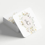 Botanische Bruiloft Vierkante Papier Onderzetter<br><div class="desc">Deze op maat gemaakte vierkante papieren Onderzetters van het Grayson Collectie hebben handgetekende bloemstukken in ivoor, salie groen en goud rondom de initialen van het paar. Personaliseer het eenvoudig en snel met uw gegevens. Druk op de knop 'aanpassen' om de stijl en plaatsing van de tekst verder te rangschikken en...</div>