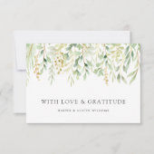 Botanische bruiloft voor groene oliage bedankkaart (Voorkant)