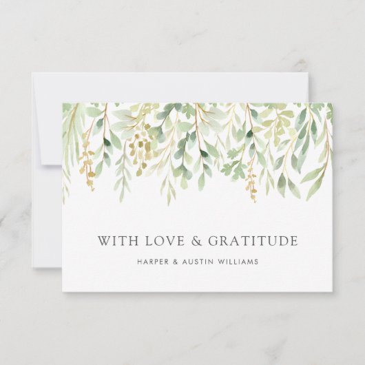 Botanische bruiloft voor groene oliage bedankkaart (Voorkant)