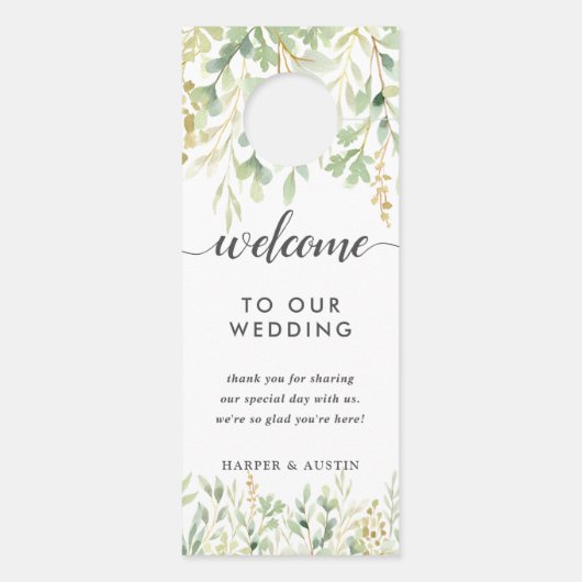 Botanische bruiloft voor groene oliage deurhanger (Achterkant)