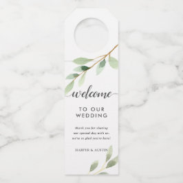 Botanische bruiloft voor groene oliage flessenhanger