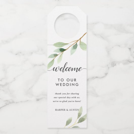 Botanische bruiloft voor groene oliage flessenhanger (Voorkant)