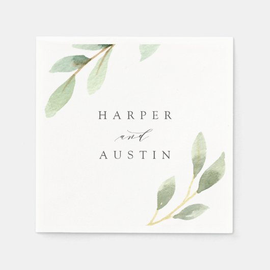 Botanische bruiloft voor groene oliage servet (Voorkant)