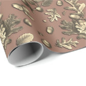 Botanische bruin eikenbladeren eikels cadeaupapier (Rol Hoek)