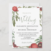 Botanische bruine bruiloft van Pomegranaten Kaart (Voorkant)