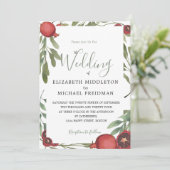 Botanische bruine bruiloft van Pomegranaten Kaart (Staand voorkant)