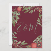 Botanische bruine bruiloft van Pomegranaten Kaart (Achterkant)