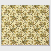 Botanische  Bruine Crème Eikenbladeren Eikels Cadeaupapier (Vlak)
