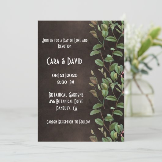 Botanische bruine Floral Elegant Wedding Kaart (Staand voorkant)