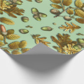 Botanische  Bruine Salie Eikenbladeren Eikels Cadeaupapier (Hoek)