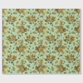 Botanische  Bruine Salie Eikenbladeren Eikels Cadeaupapier (Vlak)