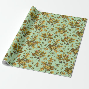 Botanische Bruine Salie Eikenbladeren Eikels Cadeaupapier