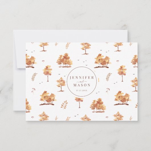 Botanische Bruine Terracotta Herfst Bruiloft RSVP  (Achterkant)