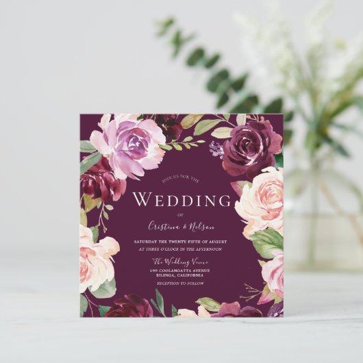 Botanische bruine Waterverf bruiloft Kaart (Staand voorkant)