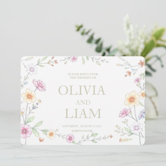 BOTANISCHE BUDGET BRUILOFT KAART (Staand voorkant)