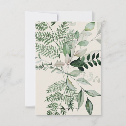 Botanische buitenbruiloft, beige Greenery RSVP-aut RSVP Kaartje (Achterkant)
