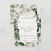 Botanische buitenbruiloft, beige Greenery RSVP-aut RSVP Kaartje (Voorkant / Achterkant)