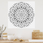 Botanische Burst Mandala met Bloemblad Ringontwerp Poster (Keuken)