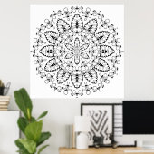 Botanische Burst Mandala met Bloemblad Ringontwerp Poster (Thuiskantoor)
