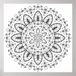 Botanische Burst Mandala met Bloemblad Ringontwerp Poster