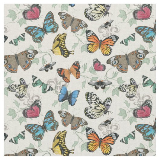 Botanische buterflies Luscious Print Stof (Close Up)
