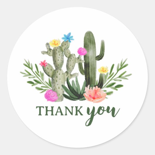 Botanische Cactus+Bloemen I Dank U Stickers (Voorkant)