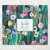 Botanische Cactus+Florals I Drink Label Sparkling Wijnetiket (Enkel label)