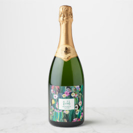 Botanische Cactus+Florals I Drink Label Sparkling Wijnetiket