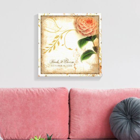 Botanische Camellia Gepersonaliseerd bruiloft gepe Canvas Afdruk (Insitu (Woonkamer))