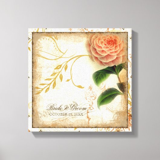 Botanische Camellia Gepersonaliseerd bruiloft gepe Canvas Afdruk (Voorkant)