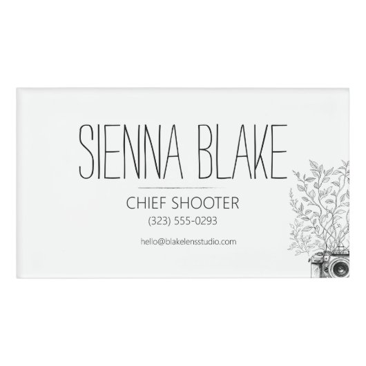 Botanische Camera Logo Fotograaf Naambadge (Voorkant)