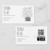 Botanische Camera Logo Fotograaf QR-code Visitekaartje (Voorkant / Achterkant)