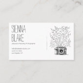 Botanische Camera Logo Fotograaf QR-code Visitekaartje (Voorkant)