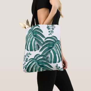 Botanische Canvas tas met handpalmblad