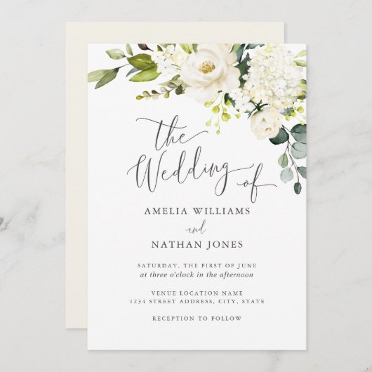 Botanische Champagne Waterverf Uitnodiging (Voorkant / Achterkant)