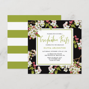 Botanische Cherry Blossom Afstuderen Invitation Kaart