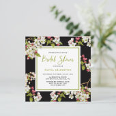 Botanische Cherry Blossom Bridal Shower Uitnodigin Kaart (Staand voorkant)