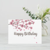 Botanische Cherry Blossom Falling Petals Ombré Art Kaart (Staand voorkant)
