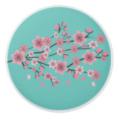 Botanische Cherry Blossom Falling Petals Ombré Art Keramische Knop (Voorkant)