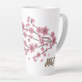 Botanische Cherry Blossom Falling Petals Ombré Art Latte Mok (Rechterhoek)