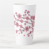 Botanische Cherry Blossom Falling Petals Ombré Art Latte Mok (Voorkant)