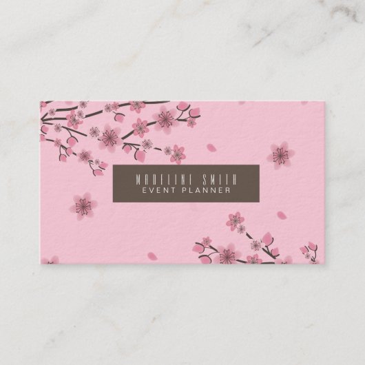 Botanische Cherry Blossom Falling Petals Pink Art Visitekaartje (Voorkant)