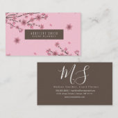 Botanische Cherry Blossom Falling Petals Pink Art Visitekaartje (Voorkant / Achterkant)