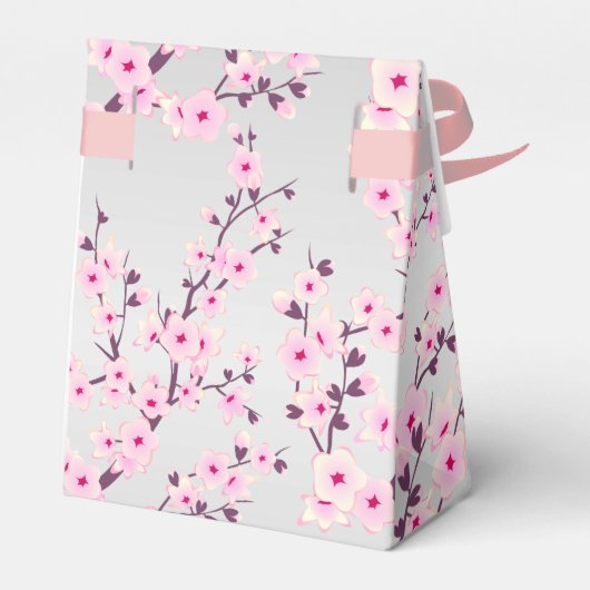Botanische Cherry Blossom Pink Grey Hartelijk dank Bedankdoosjes (Achterkant)