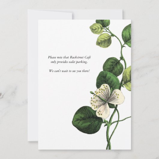  Botanische Chic Baby Shower Invitaties Kaart (Achterkant)